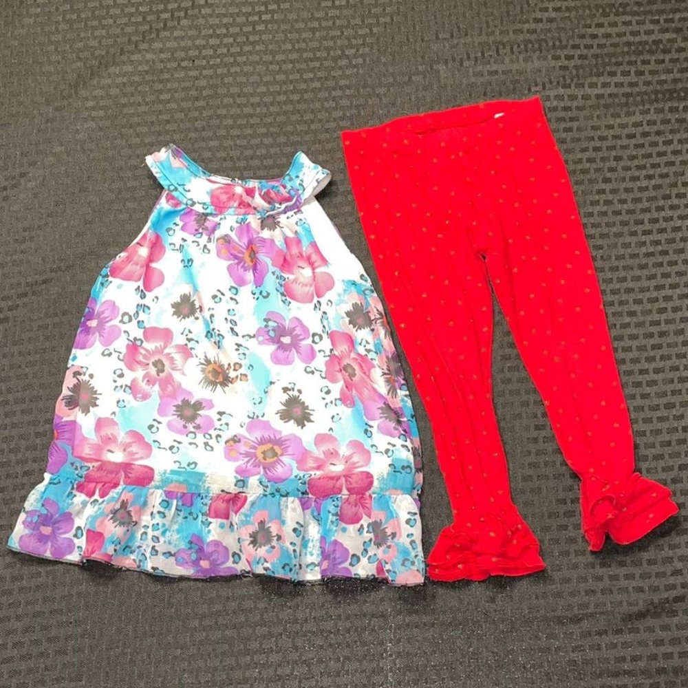 2-Pack Girls Dress + Leggings Size 4T EUC